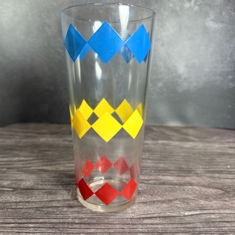 Vintage Mid-Century Libbey Harlequin Diamond Pattern Drinking Glass Tumbler - Thumbnail 7