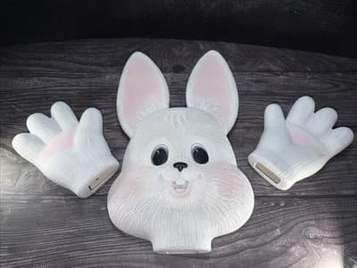 VTG Ceramic Large Bunny Hands & Head Easter Decor Garden Statue Fence DIY Doll