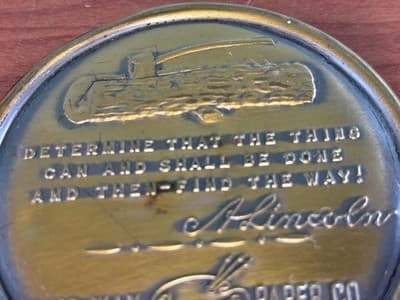 VTG Lincoln Columbus Ohio Wax Paper Art Quote Medallion Paperweight - Thumbnail 8