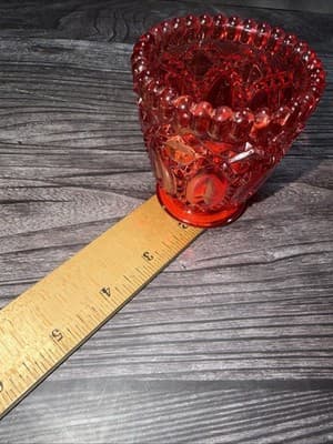Vintage Votive Flash Painted Glass 4" Candle Holders Set of 2 Red - Thumbnail 9