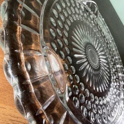 Federal Glass Clear Sunburst Scalloped Cake Dish Party Plate Dessert Platter - Thumbnail 9