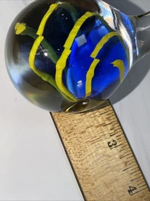 Pele’s Glass Hawaii Blue & Yellow Clear Art Glass Whale Figurine Paperweight - Thumbnail 11