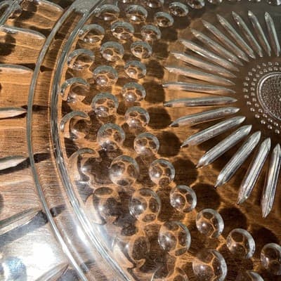 Federal Glass Clear Sunburst Scalloped Cake Dish Party Plate Dessert Platter - Thumbnail 5