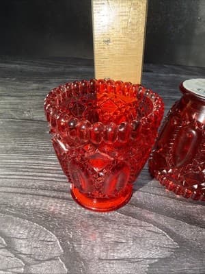 Vintage Votive Flash Painted Glass 4" Candle Holders Set of 2 Red - Thumbnail 10