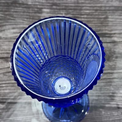 Vintage Avon by Fostoria Glass 8" Cobalt Blue Glass GEORGE WASHINGTON GOBLET - Thumbnail 7
