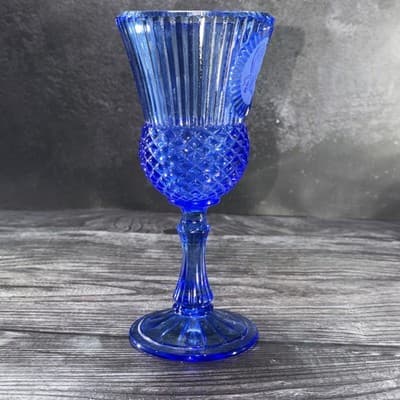 Vintage Avon by Fostoria Glass 8" Cobalt Blue Glass GEORGE WASHINGTON GOBLET - Thumbnail 6
