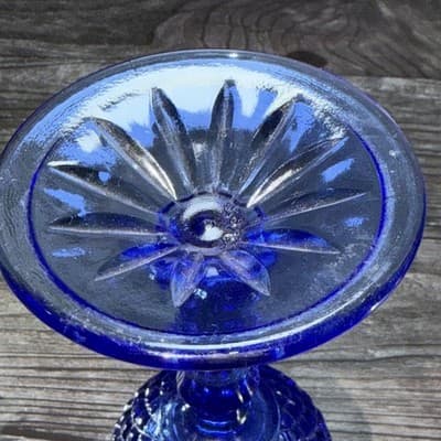 Vintage Avon by Fostoria Glass 8" Cobalt Blue Glass GEORGE WASHINGTON GOBLET - Thumbnail 8