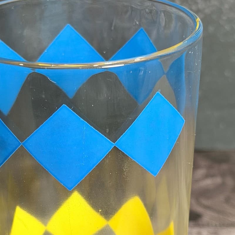 Vintage Mid-Century Libbey Harlequin Diamond Pattern Drinking Glass Tumbler - Thumbnail 6