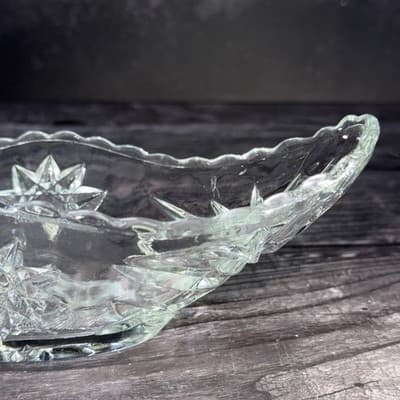 ANCHOR HOCKING Vintage STAR OF DAVID Banana Split GONDOLA BOAT DISH Oval - Thumbnail 3