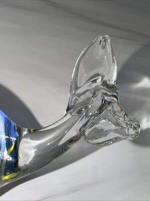 Pele’s Glass Hawaii Blue & Yellow Clear Art Glass Whale Figurine Paperweight - Thumbnail 3