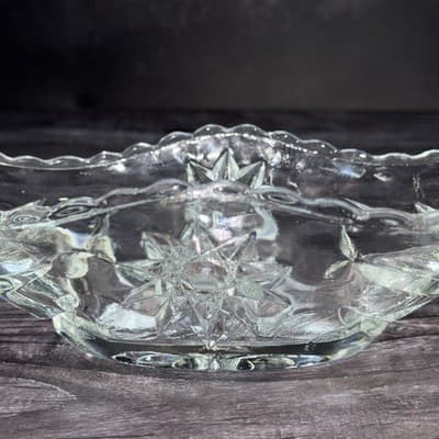 ANCHOR HOCKING Vintage STAR OF DAVID Banana Split GONDOLA BOAT DISH Oval - Thumbnail 2