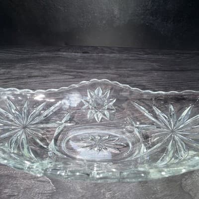 ANCHOR HOCKING Vintage STAR OF DAVID Banana Split GONDOLA BOAT DISH Oval - Thumbnail 7