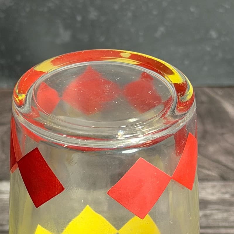 Vintage Mid-Century Libbey Harlequin Diamond Pattern Drinking Glass Tumbler - Thumbnail 9