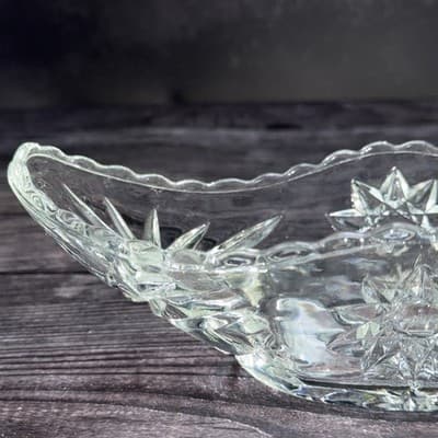 ANCHOR HOCKING Vintage STAR OF DAVID Banana Split GONDOLA BOAT DISH Oval - Thumbnail 4