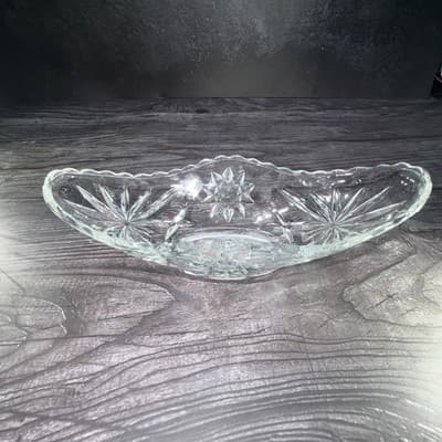 ANCHOR HOCKING Vintage STAR OF DAVID Banana Split GONDOLA BOAT DISH Oval - Thumbnail 5