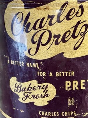 Vintage Charles Chips, Charles Pretzels Extra Large Tin Calhoun KY Mountville PA - Thumbnail 6