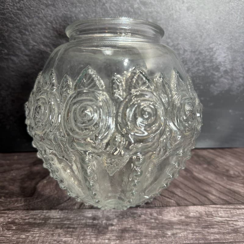 Antique Embossed Clear Rose Glass Globe Replacement Lamp Shade