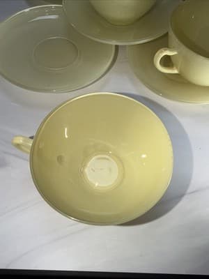 Anchor Hocking Rainbow Vintage 50S Yellow Saucer And Cups Set Of 4 - Thumbnail 2