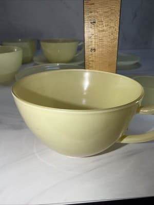 Anchor Hocking Rainbow Vintage 50S Yellow Saucer And Cups Set Of 4 - Thumbnail 16