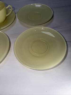 Anchor Hocking Rainbow Vintage 50S Yellow Saucer And Cups Set Of 4 - Thumbnail 12