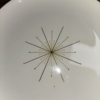 Vintage Homer Laughlin Modern Atomic Star Side Plate 7in Set Of 2 Gold Silver - Thumbnail 5