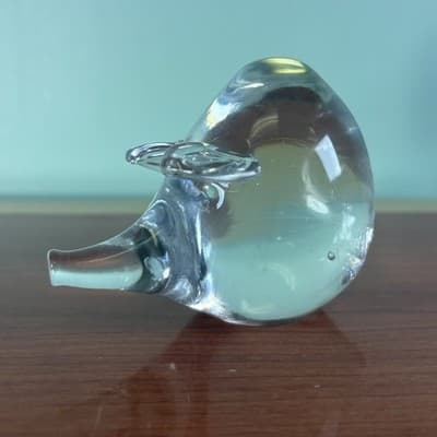 Glass Long Snout Nose PIG Hand Cooler or Paperweight Clear Figurine - Thumbnail 3