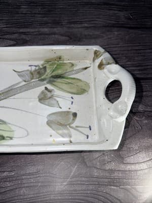 Vtg Studio Art Pottery Jewelry Tray Bathroom Vanity Organizer Tea Tray Long - Thumbnail 3