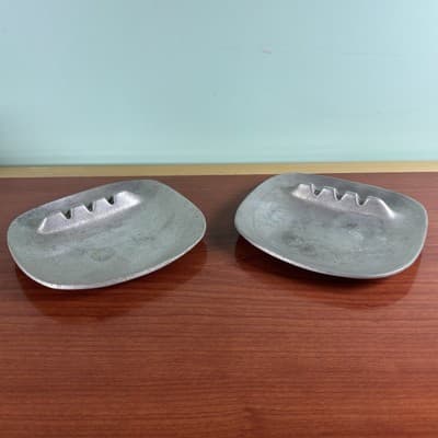 VTG Set Of Two MCM Wilton Armetale Pewter Ashtray Made In Columbia PA USA