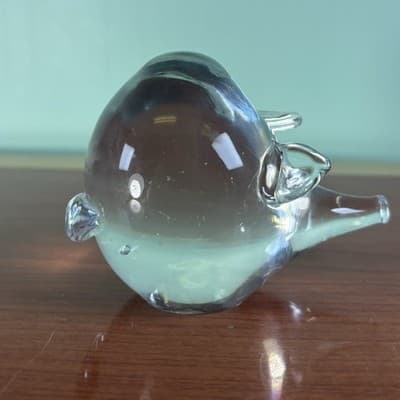 Glass Long Snout Nose PIG Hand Cooler or Paperweight Clear Figurine - Thumbnail 2