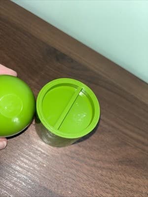 Green MCM Plastic Salt Pepper Round Nesting HC Made In Denmark Flag - Thumbnail 8