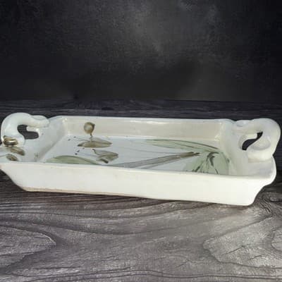 Vtg Studio Art Pottery Jewelry Tray Bathroom Vanity Organizer Tea Tray Long - Thumbnail 8