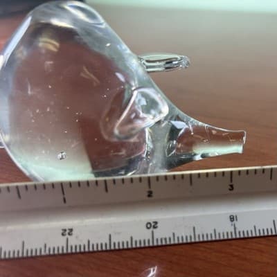 Glass Long Snout Nose PIG Hand Cooler or Paperweight Clear Figurine - Thumbnail 9