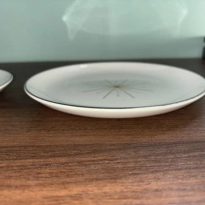 Vintage Homer Laughlin Modern Atomic Star Side Plate 7in Set Of 2 Gold Silver - Thumbnail 7