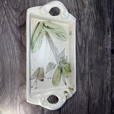 Vtg Studio Art Pottery Jewelry Tray Bathroom Vanity Organizer Tea Tray Long - Thumbnail 6