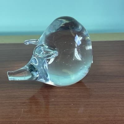 Glass Long Snout Nose PIG Hand Cooler or Paperweight Clear Figurine - Thumbnail 4