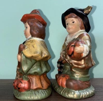 Vtg Witch Wizard Halloween Salt&Pepper Shaker Set NOSTALGIC CHILDREN Figures - Thumbnail 3