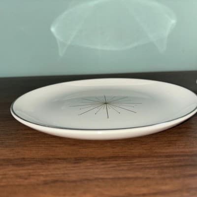 Vintage Homer Laughlin Modern Atomic Star Side Plate 7in Set Of 2 Gold Silver - Thumbnail 6