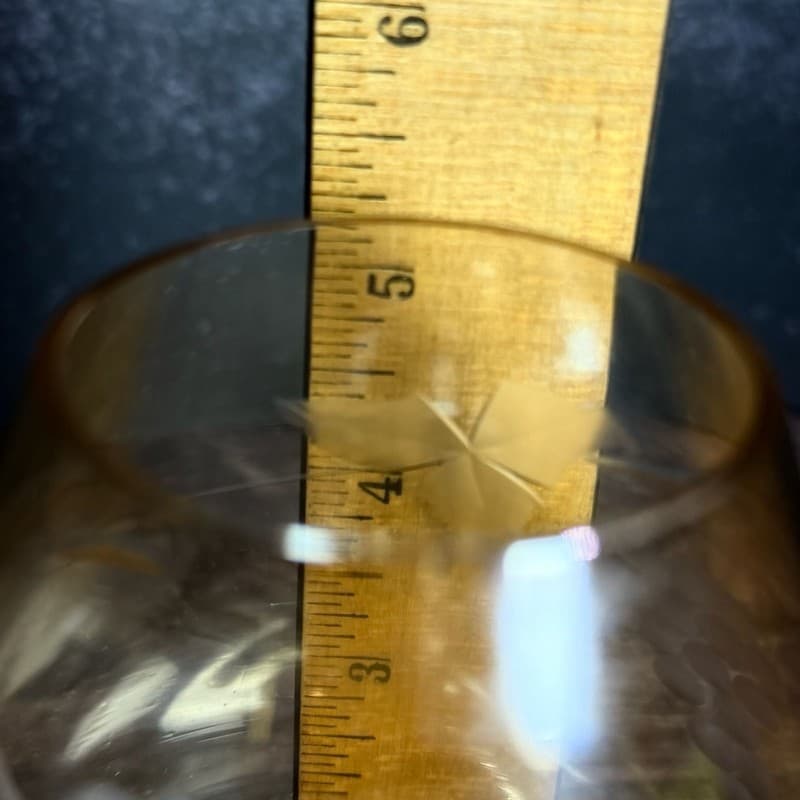 Vintage Bartlett-Collins Amber Glass Brandy Snifter, Etched Golden Grapes Patter - Thumbnail 11
