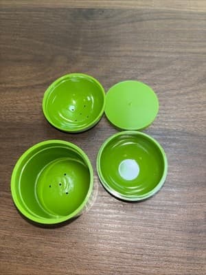 Green MCM Plastic Salt Pepper Round Nesting HC Made In Denmark Flag - Thumbnail 9