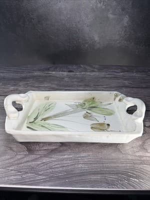Vtg Studio Art Pottery Jewelry Tray Bathroom Vanity Organizer Tea Tray Long