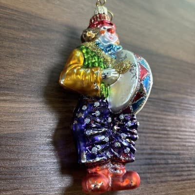 Bombay Co Glass Clown Christmas Tree Ornament Large 5.5” Colorful - Thumbnail 2