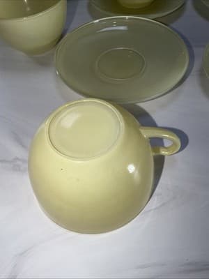 Anchor Hocking Rainbow Vintage 50S Yellow Saucer And Cups Set Of 4 - Thumbnail 13