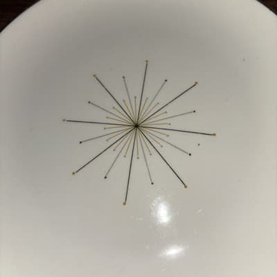 Vintage Homer Laughlin Modern Atomic Star Side Plate 7in Set Of 2 Gold Silver - Thumbnail 4