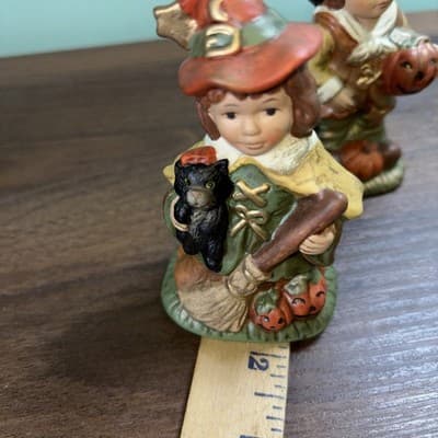 Vtg Witch Wizard Halloween Salt&Pepper Shaker Set NOSTALGIC CHILDREN Figures - Thumbnail 11