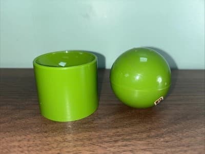Green MCM Plastic Salt Pepper Round Nesting HC Made In Denmark Flag