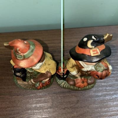 Vtg Witch Wizard Halloween Salt&Pepper Shaker Set NOSTALGIC CHILDREN Figures - Thumbnail 7