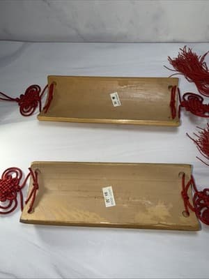 Pair Chinese Bamboo & Red Rope Character Letter Symbols Wall Art Good Luck Wish - Thumbnail 12