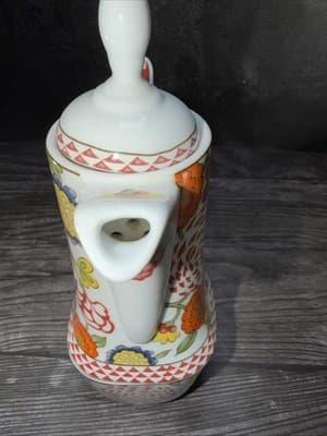 World Market 10.25" Stackable Coffee Pot with Matching Square Mug Vivid Floral - Thumbnail 4