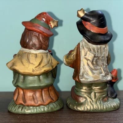 Vtg Witch Wizard Halloween Salt&Pepper Shaker Set NOSTALGIC CHILDREN Figures - Thumbnail 4