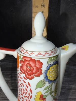 World Market 10.25" Stackable Coffee Pot with Matching Square Mug Vivid Floral - Thumbnail 16
